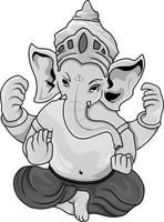 indische ganesh puja lineare stilikone schwarz und weiß. hand gezeichnete skizzenvektorillustration. vektor