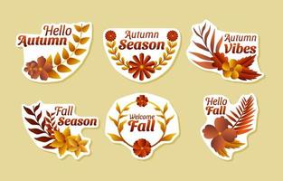 Satz von Herbst-Blumen-Sticker-Pack vektor