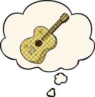 Cartoon-Gitarre und Gedankenblase im Comic-Stil vektor