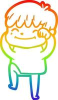 Regenbogen-Gradientenlinie Zeichnung Cartoon glücklicher Junge vektor