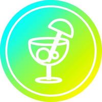 cocktail med paraply cirkulär i kallt gradientspektrum vektor