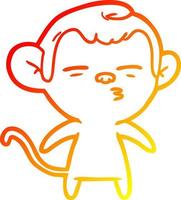warme Gradientenlinie Zeichnung Cartoon verdächtiger Affe vektor