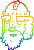 Regenbogen-Gradientenlinie Zeichnung Cartoon-Wikinger-Gesicht vektor