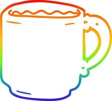 Regenbogen-Gradientenlinie Zeichnung Cartoon-Kaffeetasse vektor