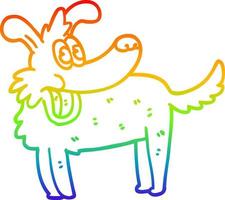 regnbågsgradient linjeteckning tecknad glad hund vektor