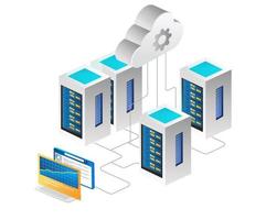 säkerhetskontroll datorplattform och underhålla molnserver vektor