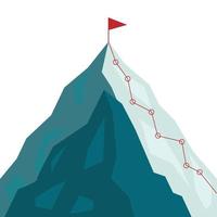 bergsklättringsväg till toppen i platt stil. affärsresa vägen pågår till framgång vektorillustration. bergstopp, klättring väg till toppen rock illustration vektor