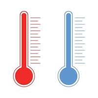 termometer kallt och varmt ikon. frystemperatur vektor väder varmt svalt indikator. meteorologiska termometrar som mäter värme och kyla. vektor illustration