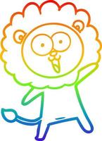 Regenbogen-Gradientenlinie, die einen glücklichen Cartoon-Löwen zeichnet vektor