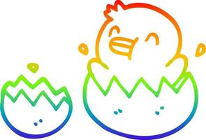 Regenbogen-Gradientenlinie Zeichnung Cartoon-Baby-Ente vektor