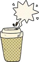 Cartoon-Kaffeetasse und Sprechblase im Comic-Stil vektor