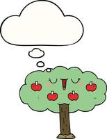 Cartoon-Apfelbaum und Gedankenblase vektor