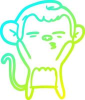 Kalte Gradientenlinie Zeichnung Cartoon verdächtiger Affe vektor