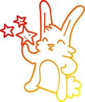varm lutning linjeteckning tecknad glad kanin vektor