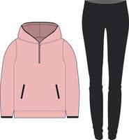 Mädchen Hoodie und Leggings Set Vektordatei vektor