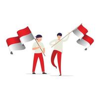 två man som håller en flagga av Indonesien vektorillustration vektor