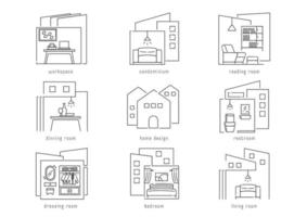 haus- und innenarchitekturlinie illustration vektor