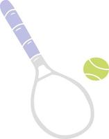 cartoon doodle tennisschläger und ball vektor