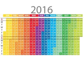 Färgrik vertikal kalender 2016 vektor