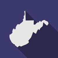 West Virginia State Karte mit langem Schatten vektor
