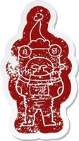 karikaturikone eines aliens, der vor überraschung nach keucht und eine weihnachtsmütze trägt vektor