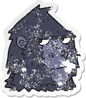 bedrövad klistermärke av en tecknad gorilla vektor