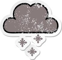 nödställda klistermärke av en söt tecknad storm snö moln vektor