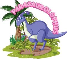 liten söt parasaurolophus dinosaurie seriefigur vektor