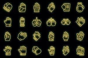 Sporthandschuhe Symbole setzen Umrissvektor. Finger Sport Vektor Neon