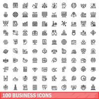 100 Business-Icons gesetzt, Umrissstil vektor