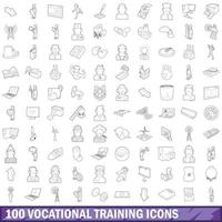 100 Berufsbildungssymbole gesetzt, Umrissstil vektor