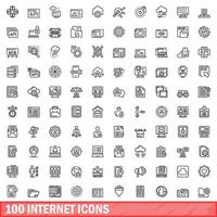 100 Internet-Icons gesetzt, Umrissstil vektor