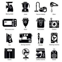 Haushaltsgeräte-Icons gesetzt, einfachen Stil