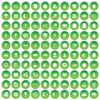 100 Symbole für Naturprodukte setzen grünen Kreis vektor