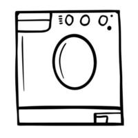 Schwarzes Gekritzel einer Waschmaschine. handgezeichnete badezimmerzubehörillustration. waschmaschinenlinie kunstillustration vektor
