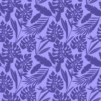 sömlösa mönster med tropiska exotiska blad och blommor. vektorbild i blå toner. vektor