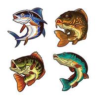 fisk set bunt vektor illustration design