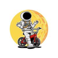 astronaut, der fahrradvektor-illustrationsdesign fährt vektor