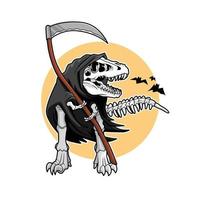 grim reaper dinosaurus vektor illustration design