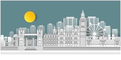 london lanscape papercut stil vektor illustration design