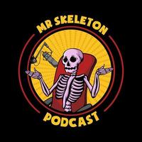 herr skelett podcast illustration vektor