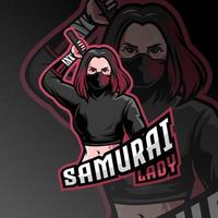 samurai lady maskot logotyp design vektor