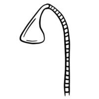 svart doodle av en duschslang. handritade badrumstillbehör illustration. duschslang linje konst illustration vektor