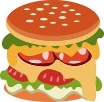 hamburgare. handritad street food illustration. vektor