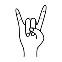 rock, heavy metal handgest, vektorillustration på vitt, två fingrar upp pek- och lillfinger. vektor
