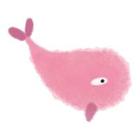 Vektor Walfisch in rosa Aquarell mit lila Flosse gemalt. abstrakte Illustration der Unterwasserwelt handgezeichnet.