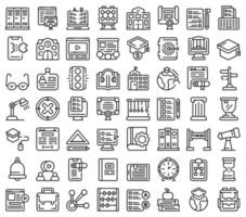 Business School Icons Set, Umrissstil vektor