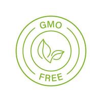 Nicht-GVO-Etikett, nur Symbol für die natürliche Bio-Produktlinie. gmo-freies grünes etikett. kein gentechnisch verändertes Zeichen. Bio-freies GVO-Logo. Blattzeichen gesunde vegane Bio-Lebensmittel. isolierte Vektorillustration. vektor