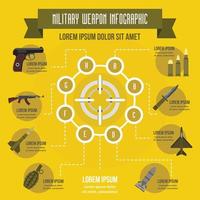Infografik-Konzept für Militärwaffen, flacher Stil vektor