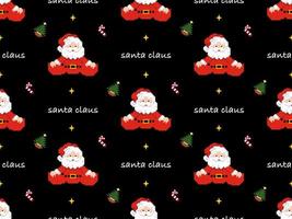 Santa Claus karaktär sömlösa mönster på svart bakgrund. pixel stil vektor